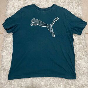 PUMA Mens XLarge Teal Short Sleeve Logo Graphic Print Shirt